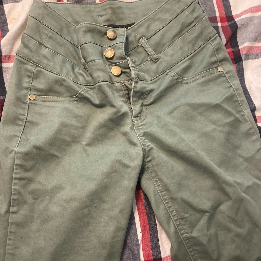 Refuge army green high waisted skinny jeans